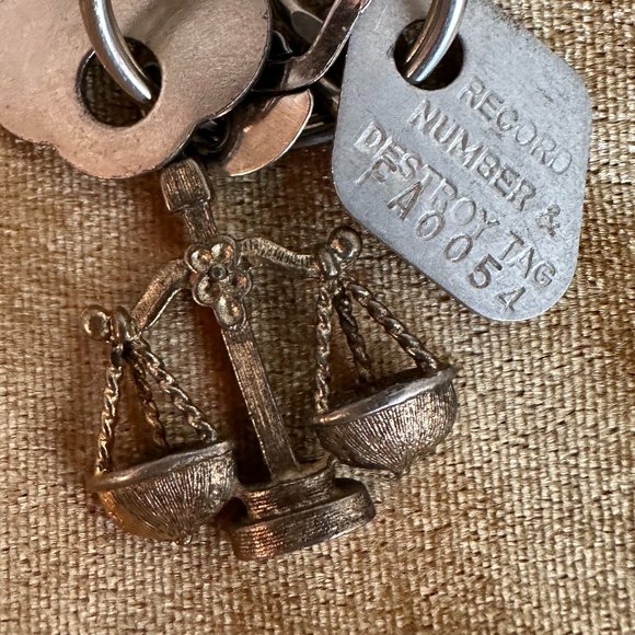 Vintage Key Chain With Destroy Tag, Wells Fargo and Scales of Justice Charms - Picture 4 of 9
